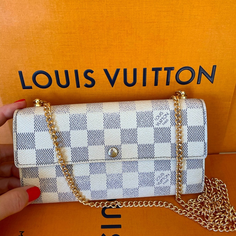 Louis Vuitton Damuer Azur Sarah Wallet with Chain